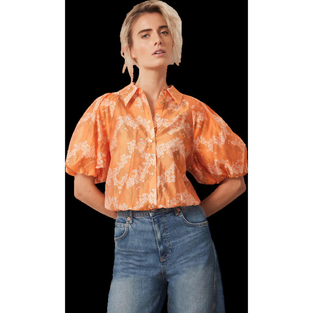 Orange Floral Print Shirt